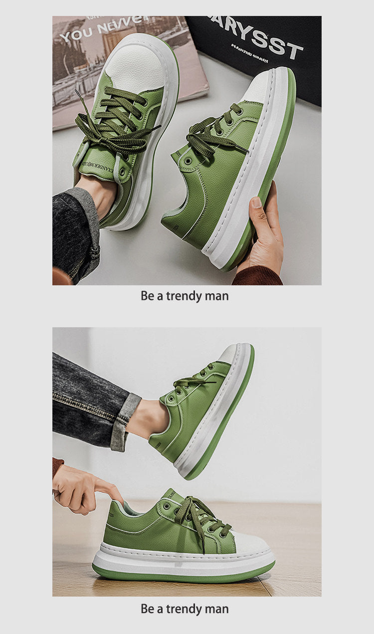 Thick Sole PU Leather Platform Sneakers WN23373