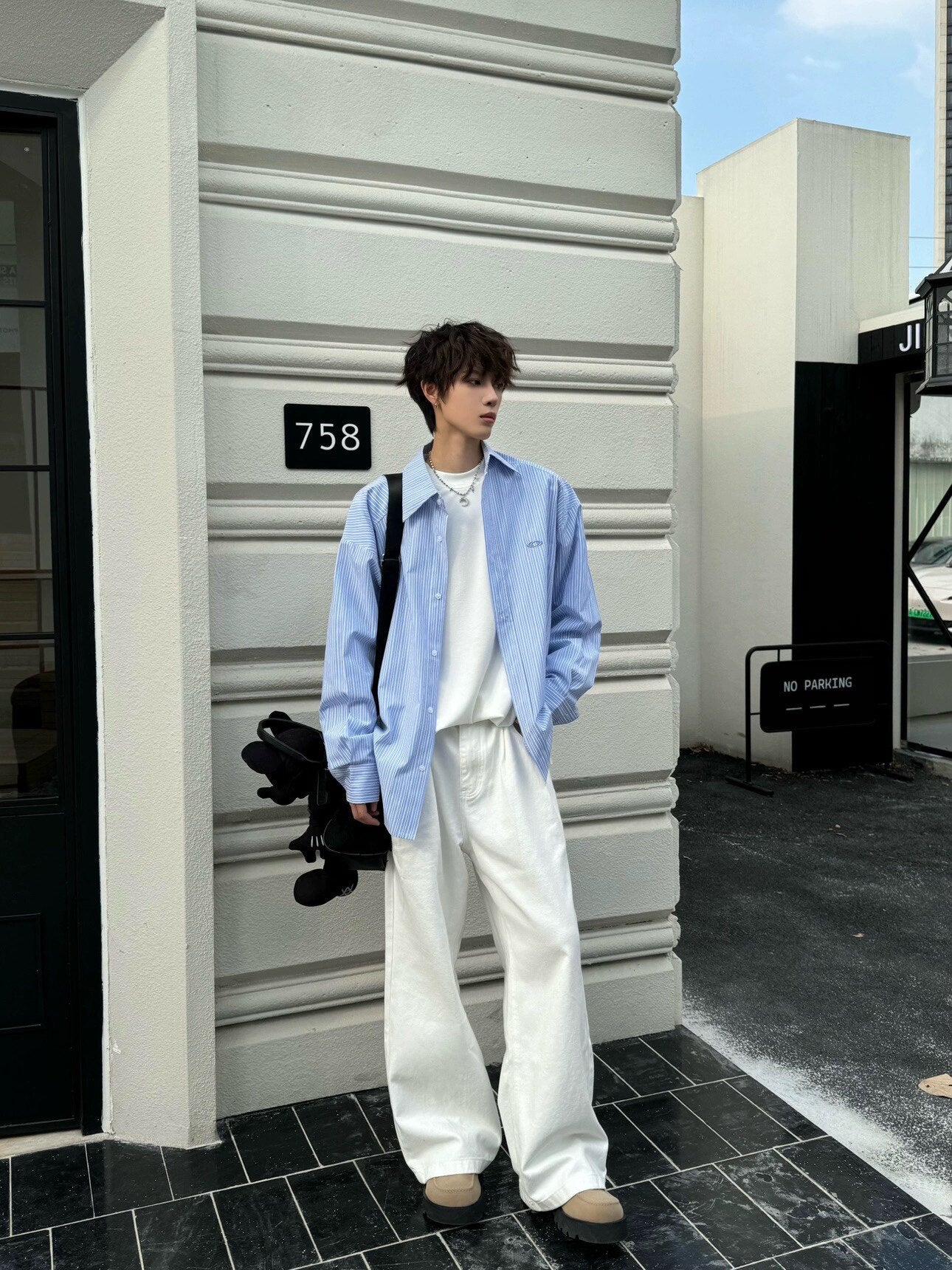 Striped Oversize Long Sleeve Shirt WN23195