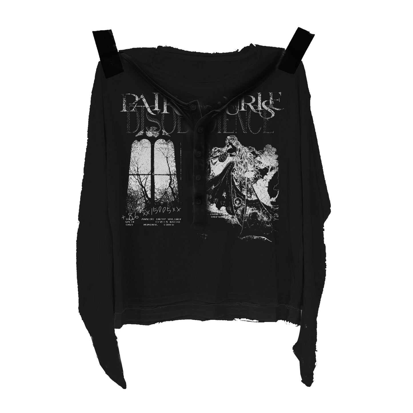 Graphic Print Henley Neck Long Sleeve T-Shirt WN15827