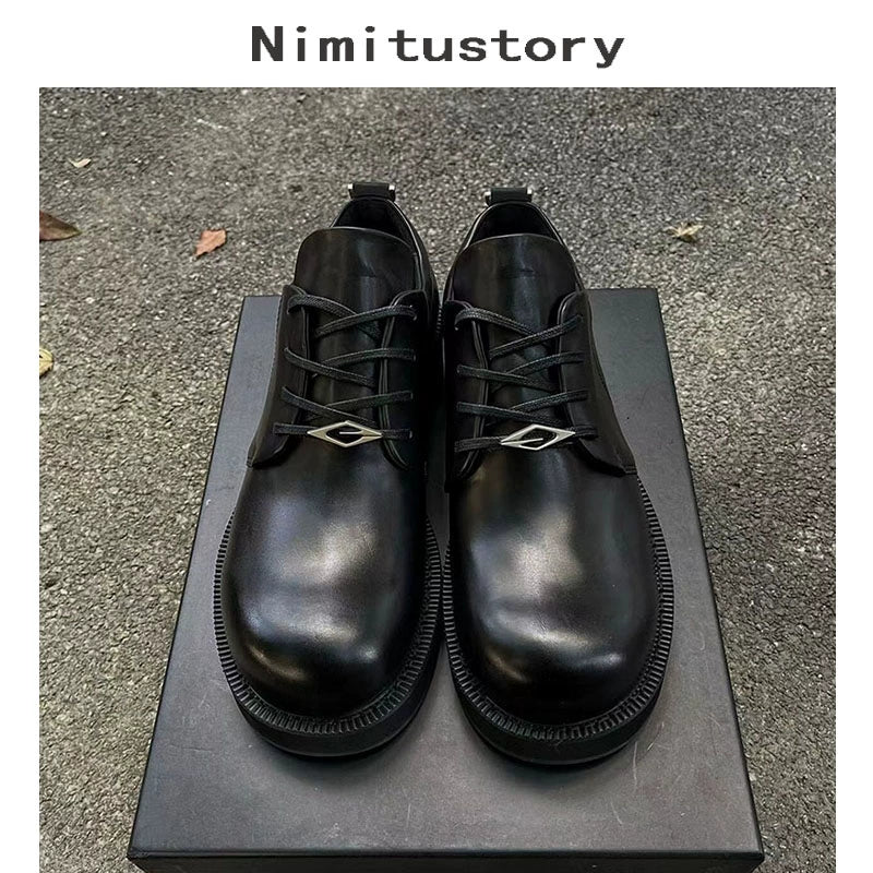 Round Toe Chunky Sole Leather Derby Shoes WN20600