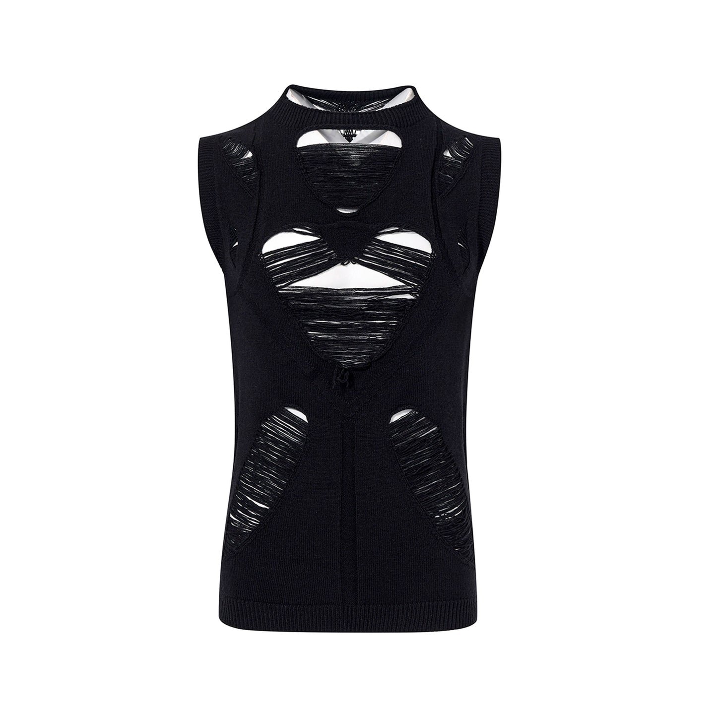 Damage Hollow Out Knit Sleeveless T-Shirt WN18321