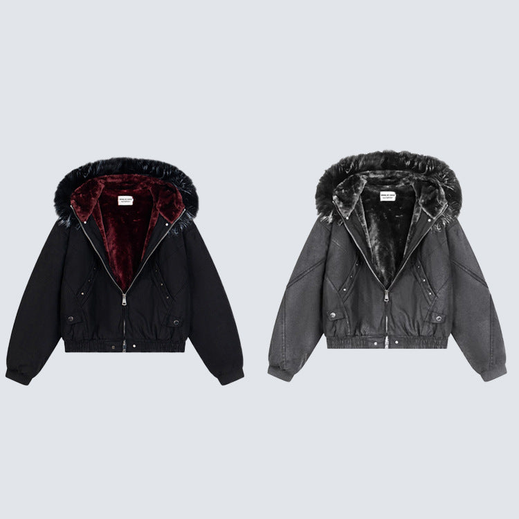 Fake Fur Collar Oversize Short Puffer Jacket WN27826