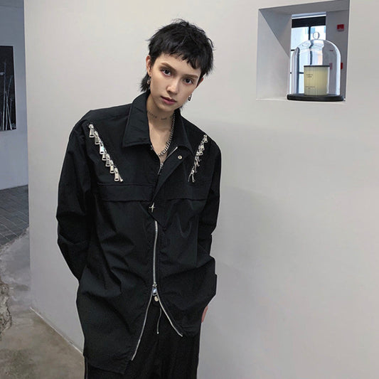 Chain Zipper Long Sleeve Shirt WN25051