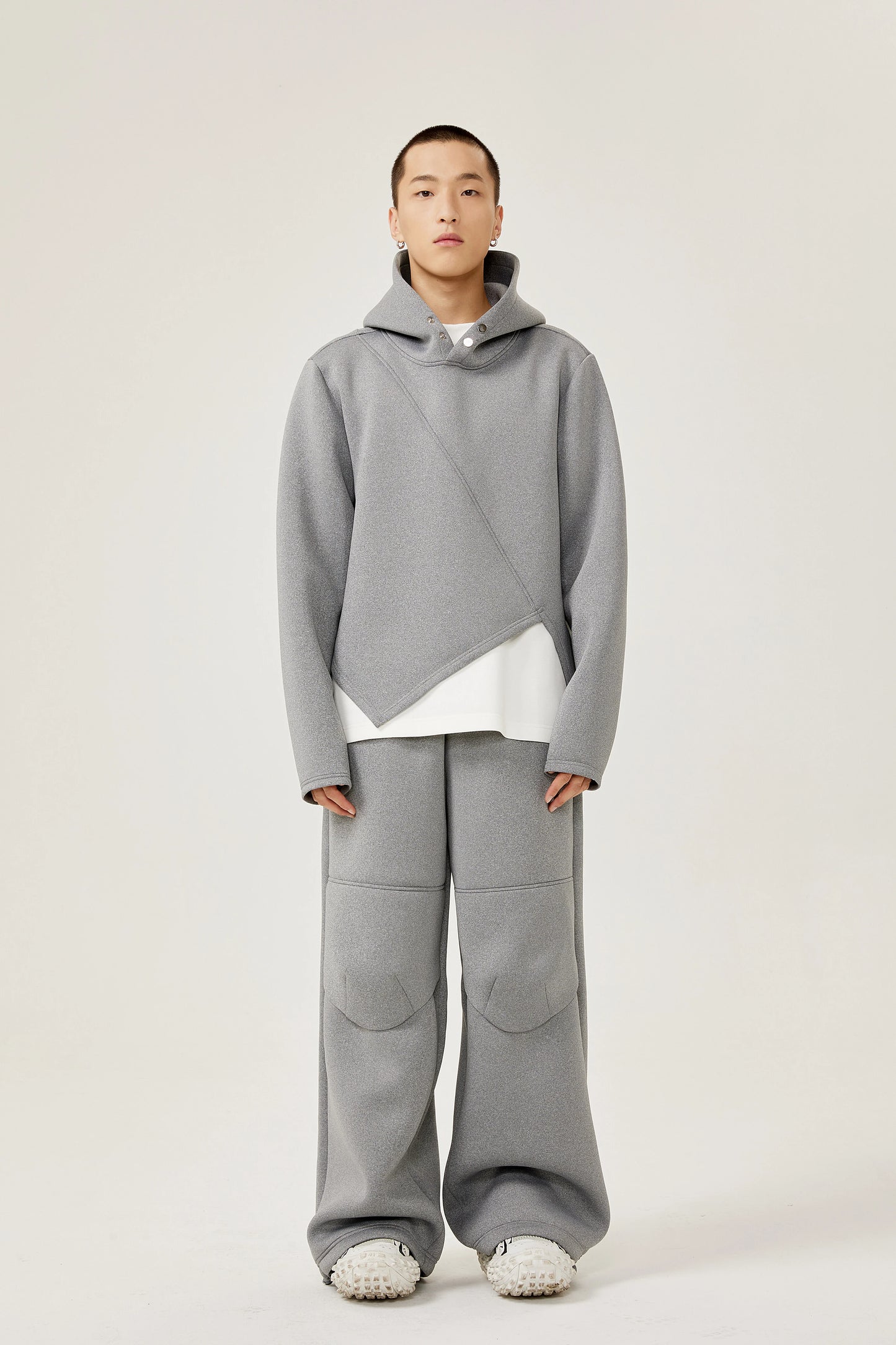 Asymmetric Oversize Gray Pullover Hoodie WN13333