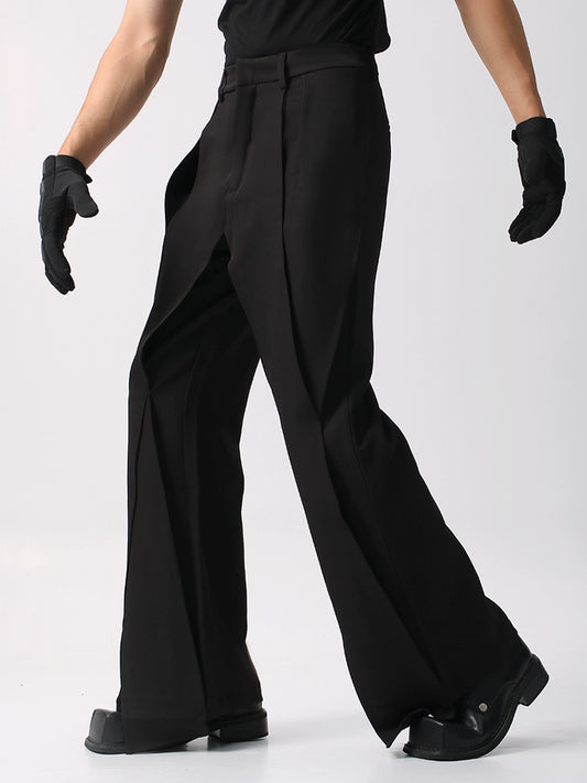 Asymmetrical Design Tailored Jacket & Flare Pants Setup WN18693