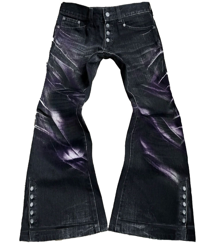 Purple Flame Flare Denim Jeans WN20904