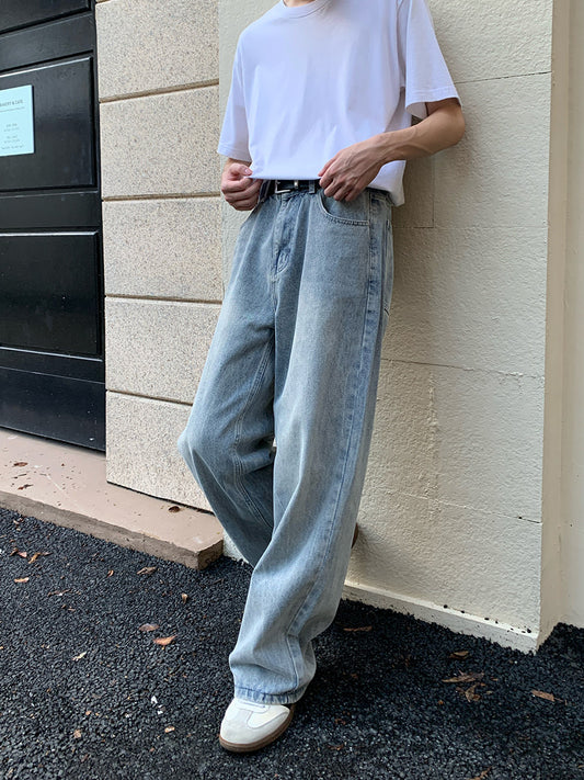 Light-Wash Wide Leg Denim Jeans WN24856