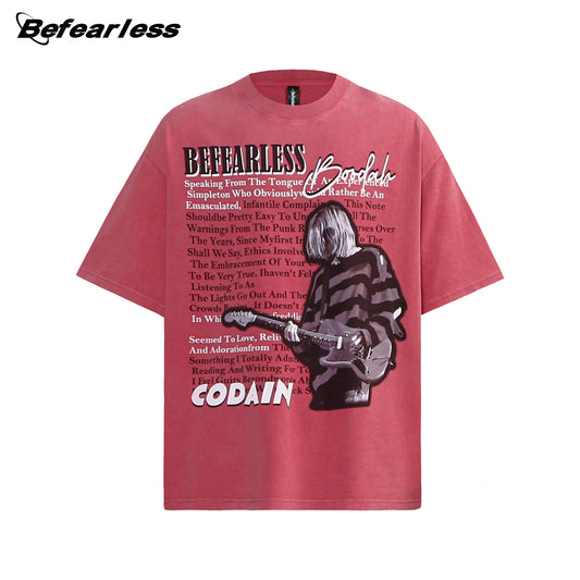Washed Portrait Graphic Short Sleeve T-Shirt WN26270