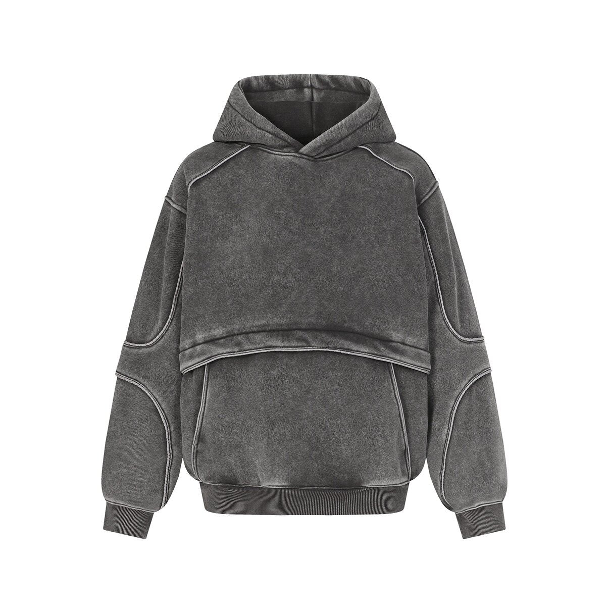 Washed Deconstructed Splicing Oversize Hoodie WN24472