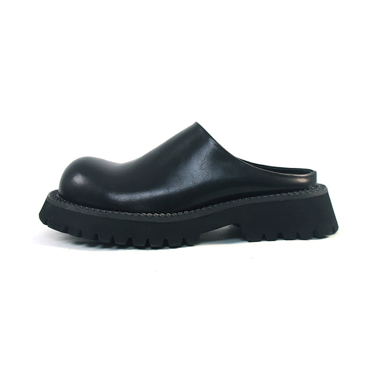 Chunky Sole Leather Mule Derby Shoes WN20776