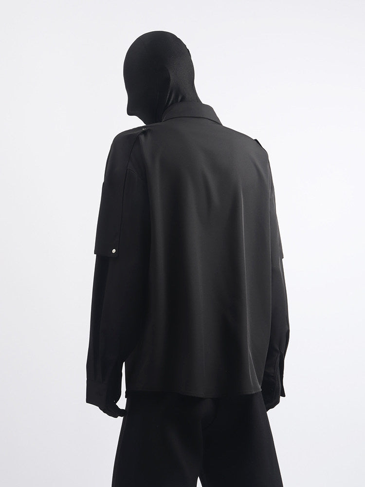 Deconstruction Metal Chain Design Long Sleeve Shirt WN23766