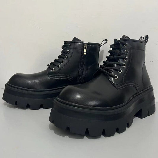 Chunky Lug Sole Platform Lace-Up Zipper Boots WN24547