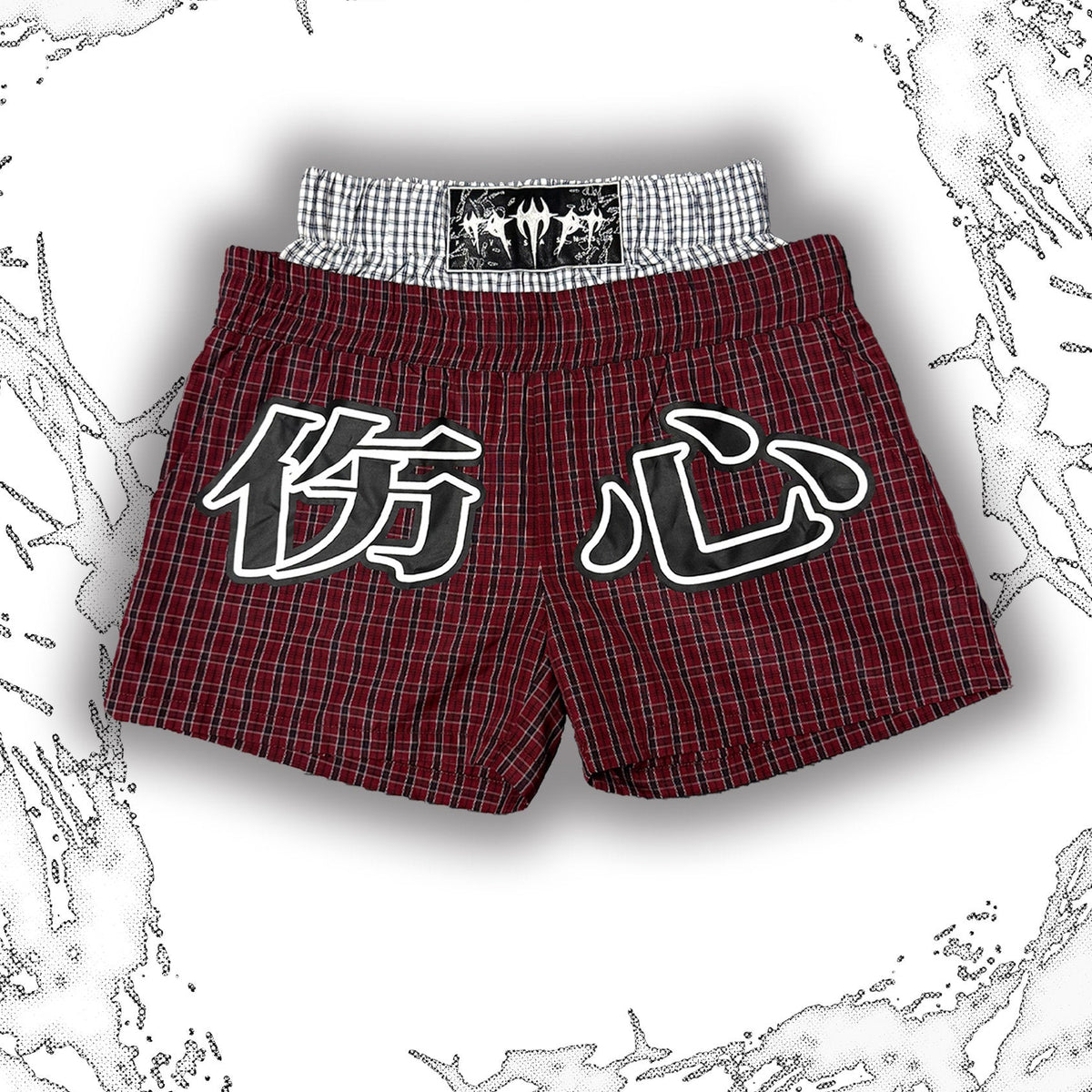 Double Waist Gingham Letter Print Short Pants WN27390