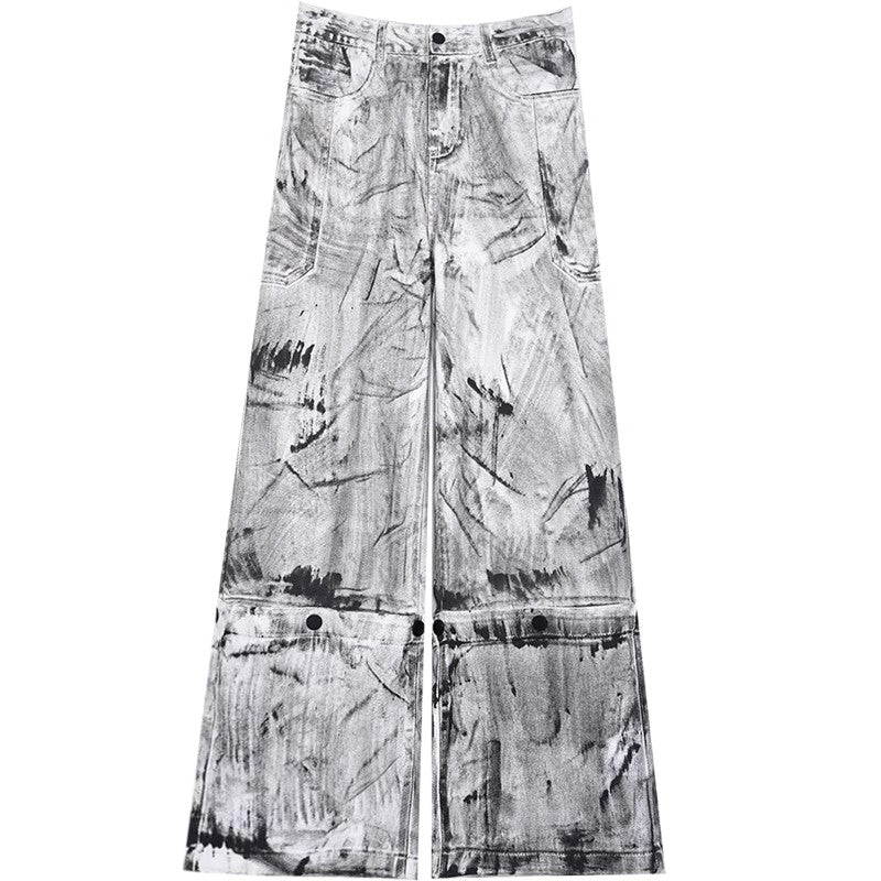 Detachable Sleeve Denim Jacket & Detachable Hem Wide-Leg Denim Jeans Setup WN6897