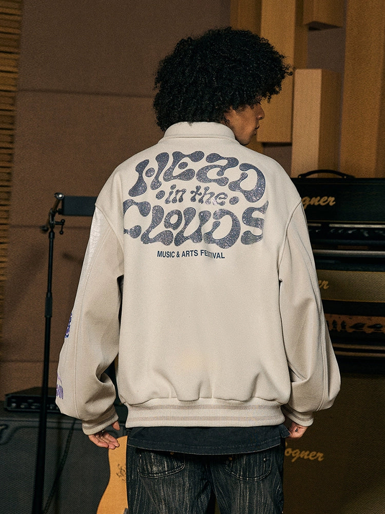 Rhinestone Music Festival Collaboration Baseball Jacket WN18024