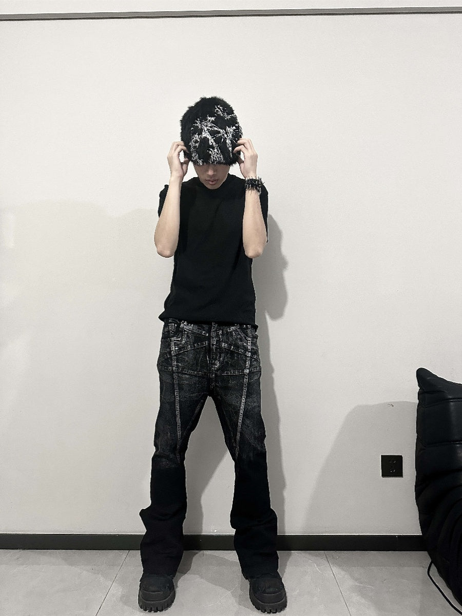 Gradient Paint Deconstructed Flare Denim Jeans WN15744