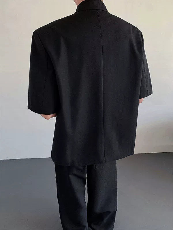 Mandarin Collar Design Short Sleeve Shirt WN19298