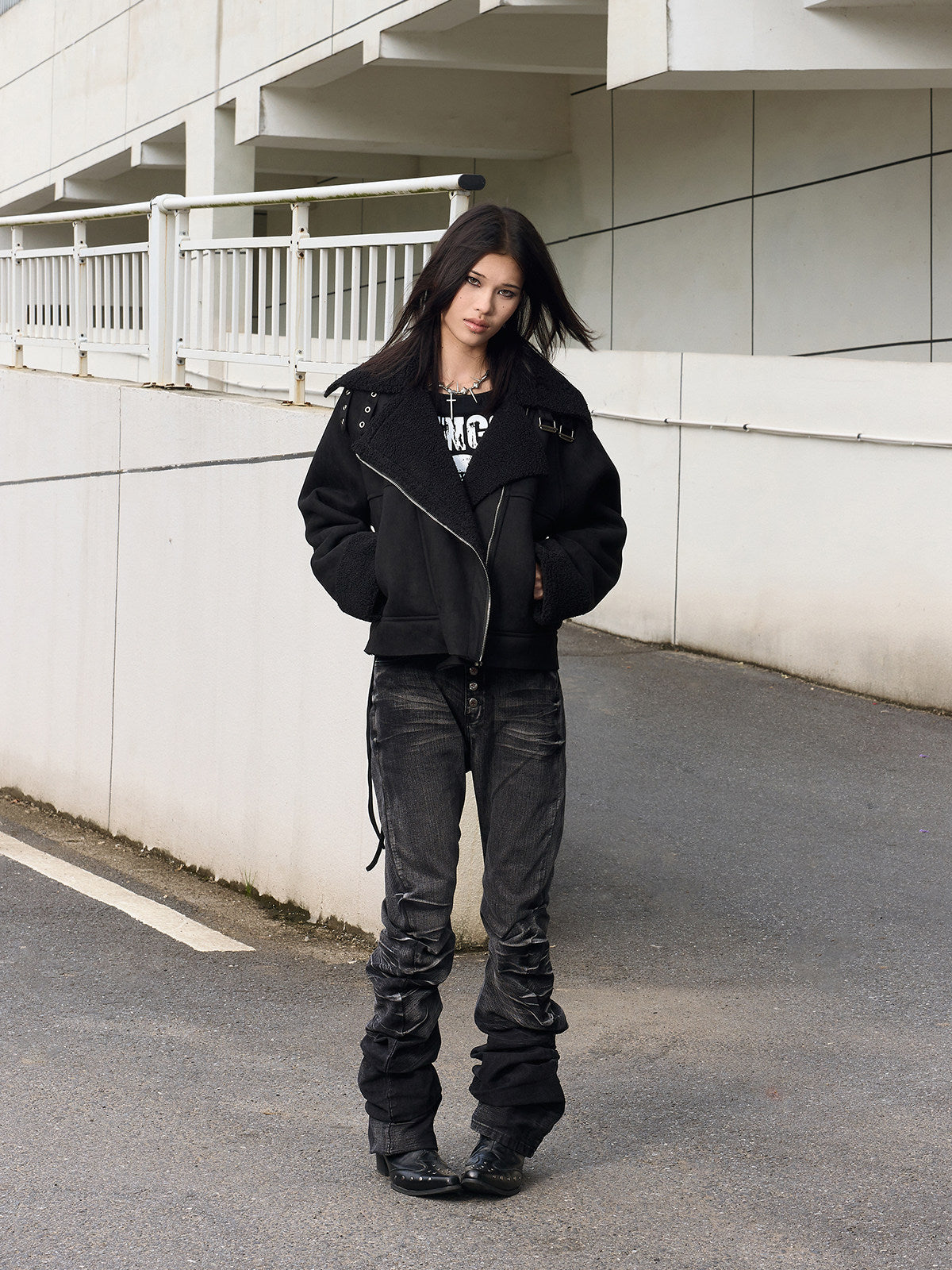 Washed Whisker Stack Denim Jeans WN27270