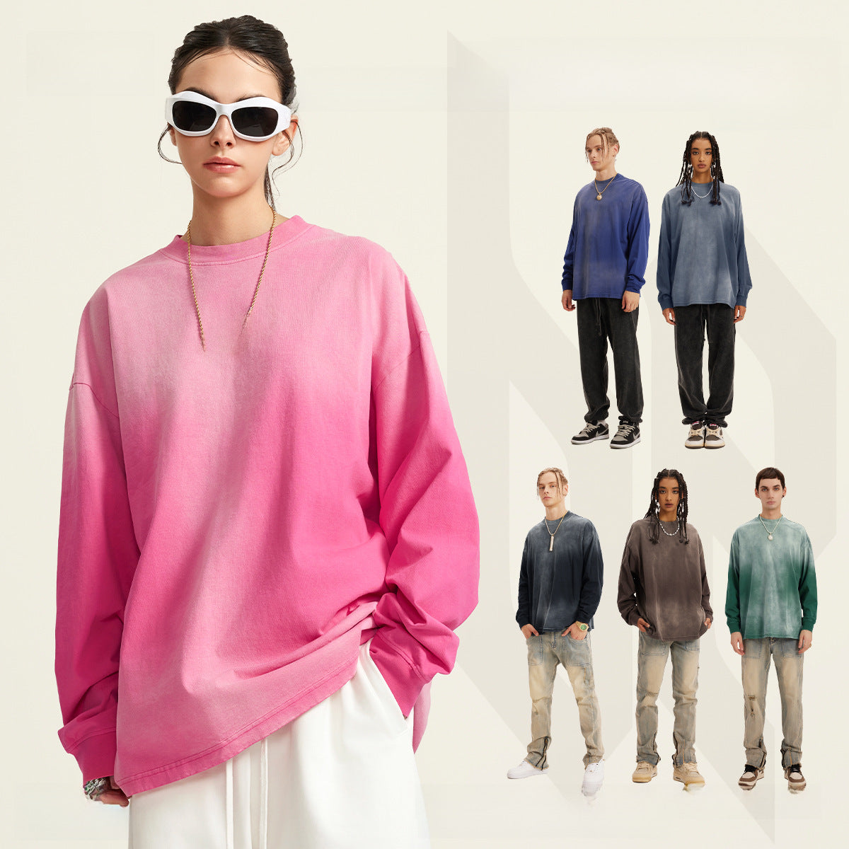 Oversize Washed Long-sleeve t-shirt WN6051