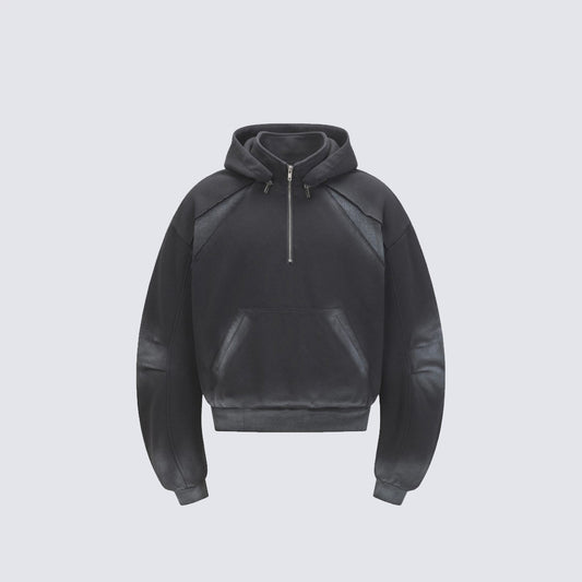 Tie-Dye Contrast Panel Half-Zip Hoodie WN28052