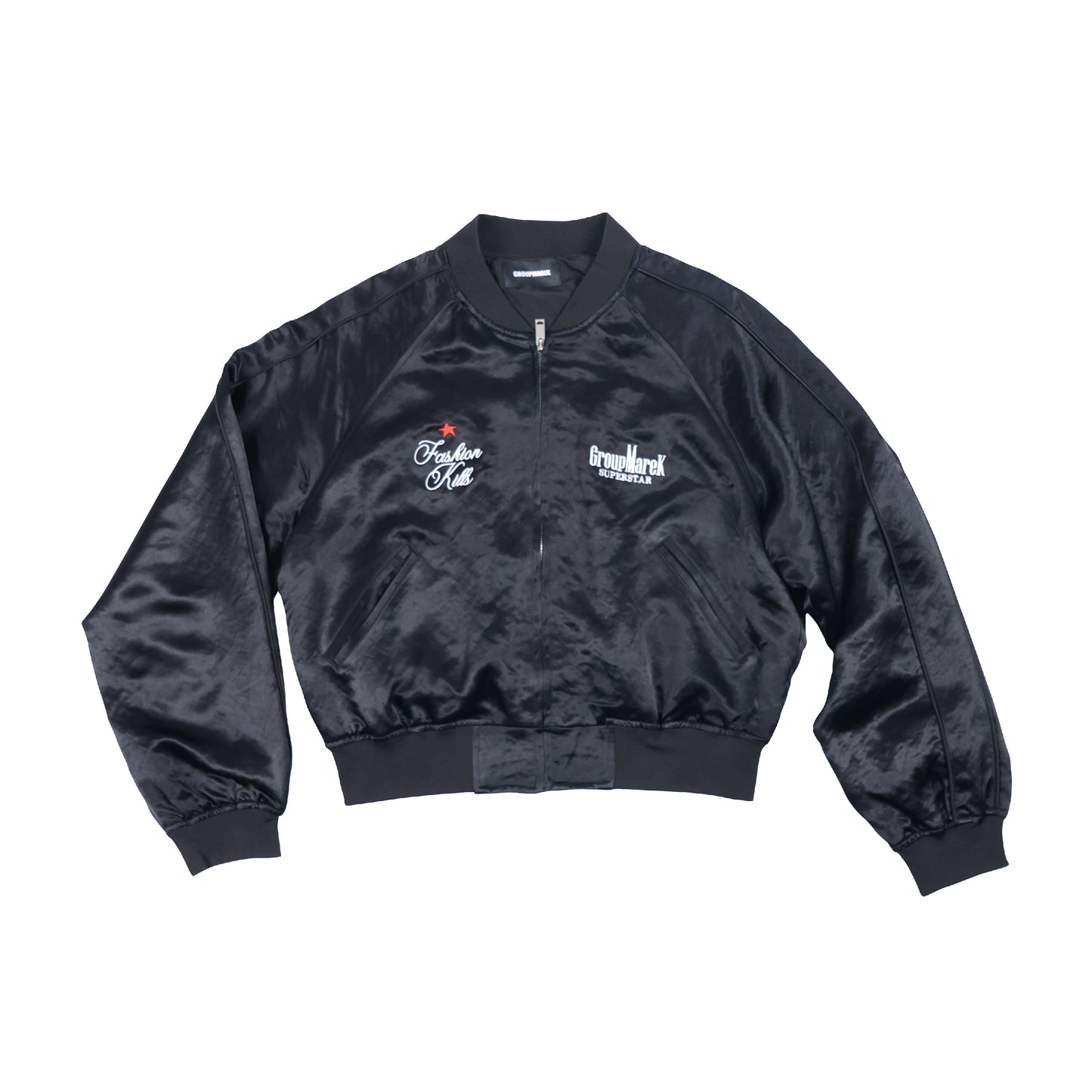 Letter Embroidery Short Zipper Jacket WN17206