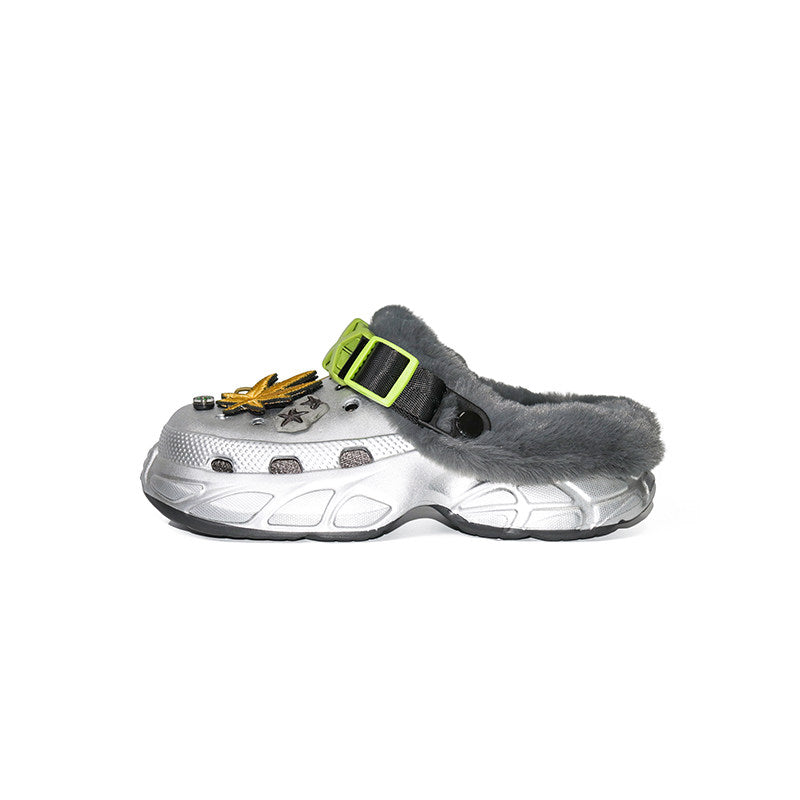 Fleece Lining Patch Decoration Platform Slip-On Shoes WN23477
