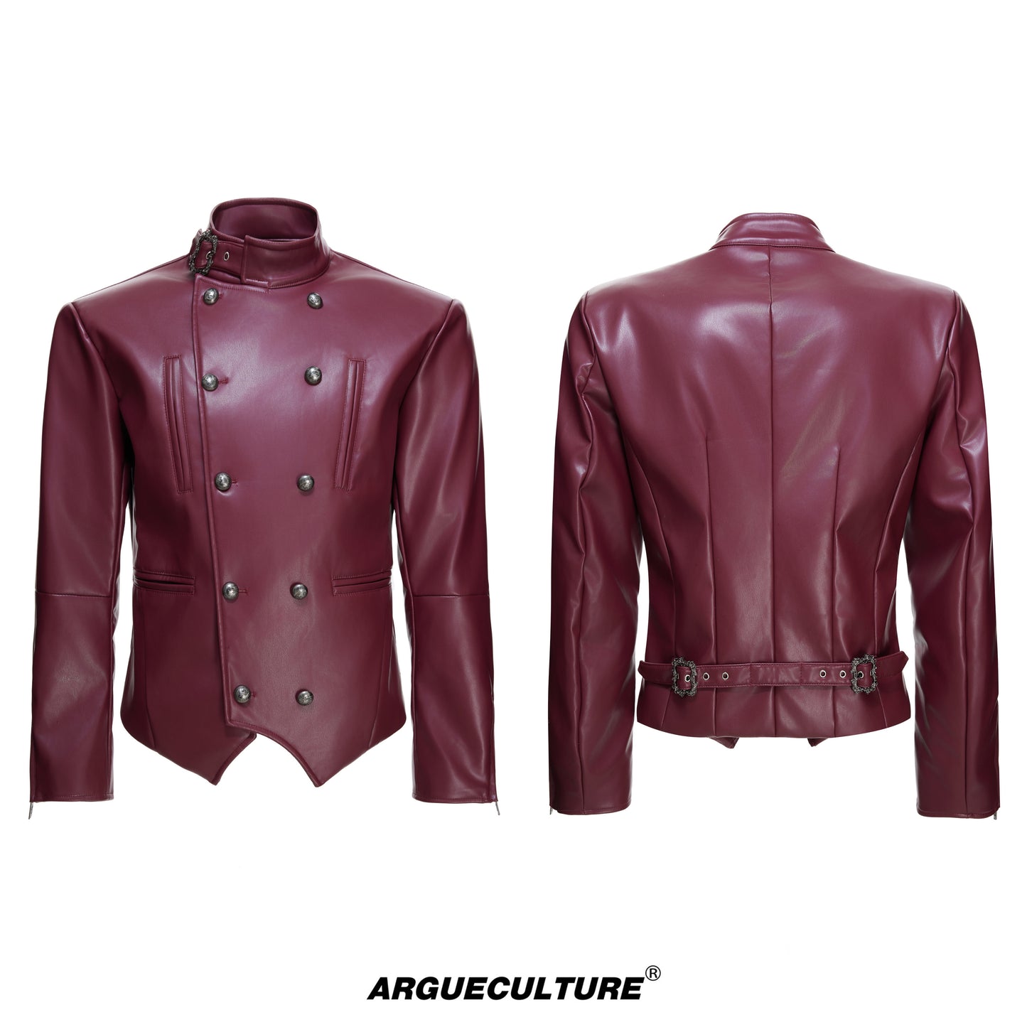 Button Double-Breasted PU Leather Jacket WN23553