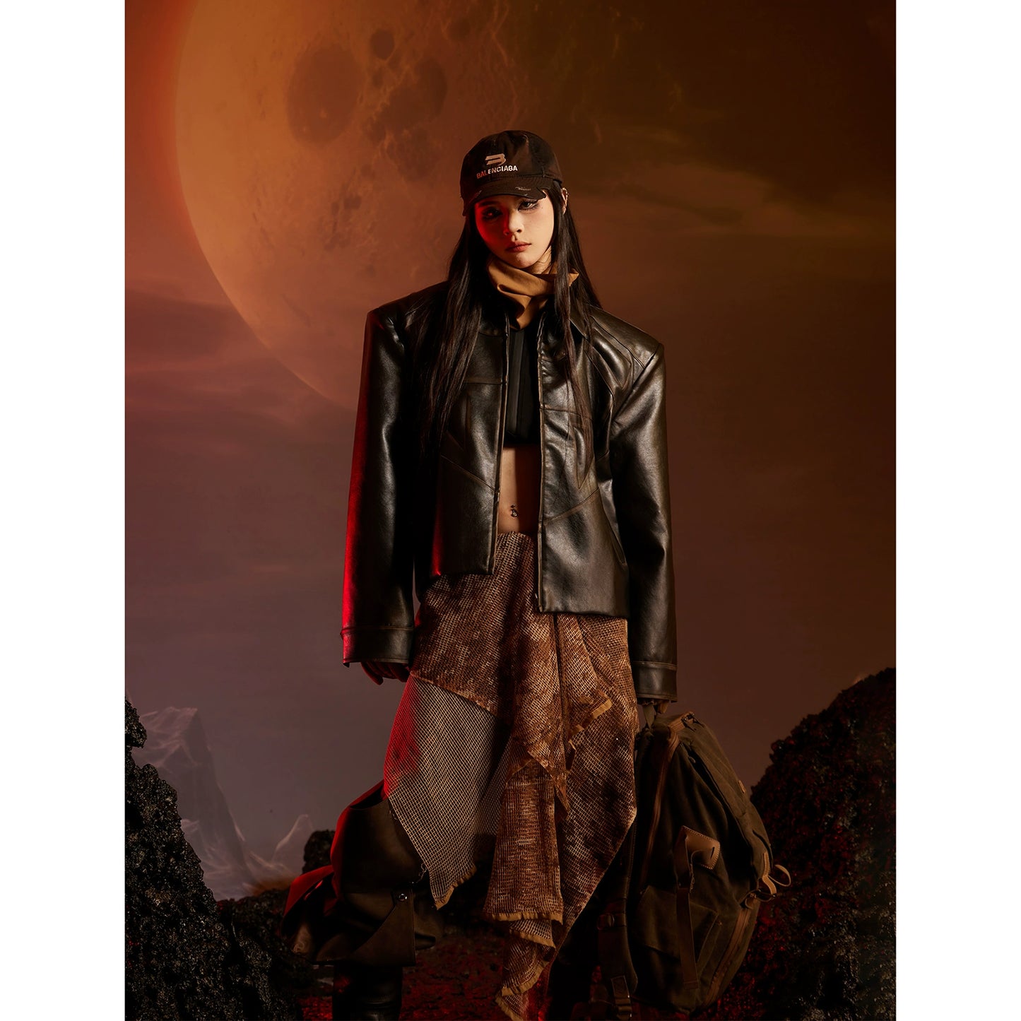 Zipper Patchwork Short PU Leather Jacket WN13535