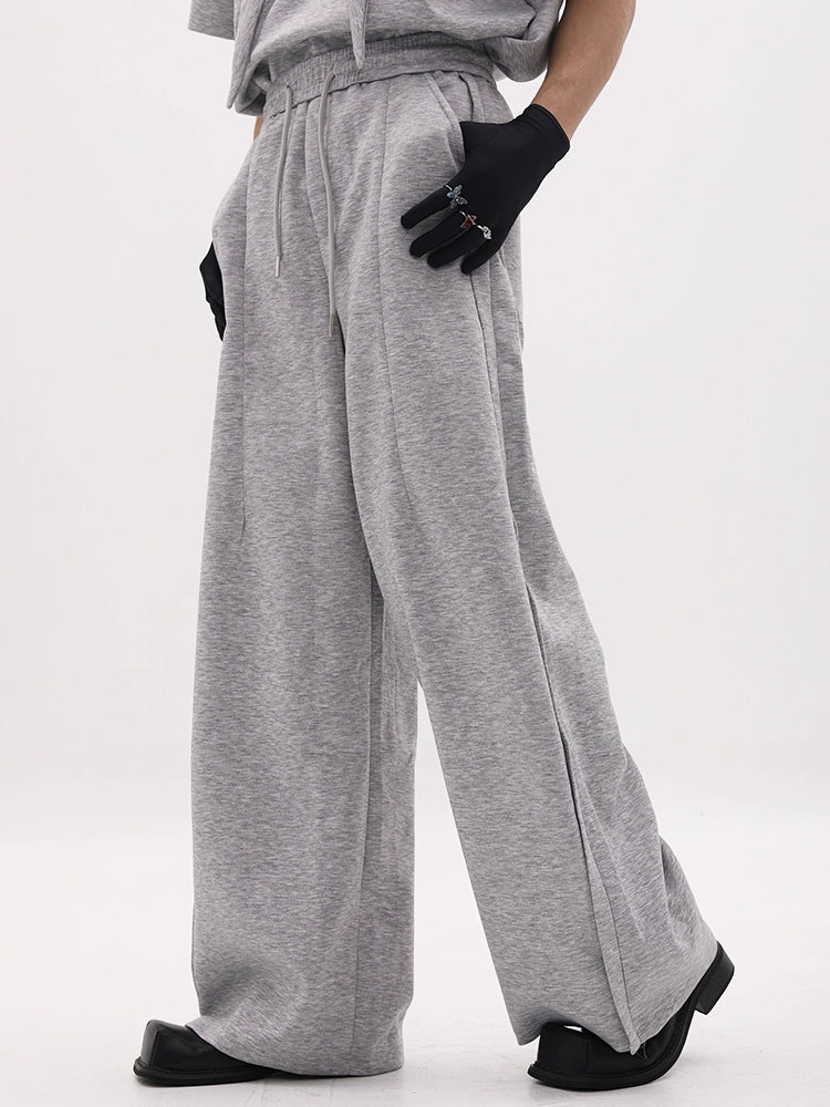 Scarf Collar Design Oversize Short Sleeve T-Shirt & Wide Leg Sweatpants Setup WN18658