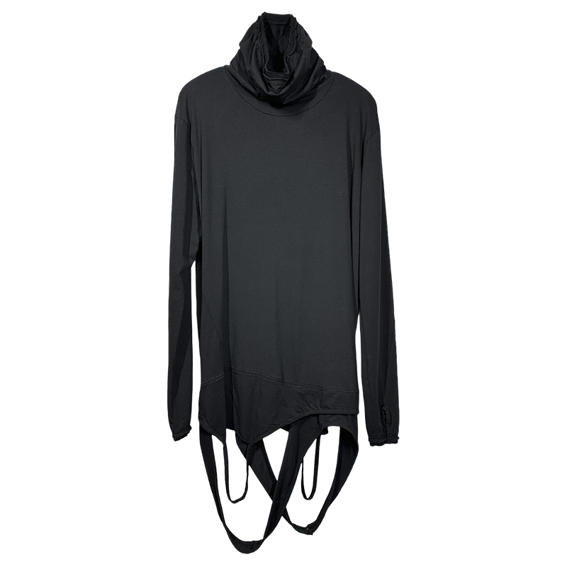 Asymmetric High-Neck Deconstructed Long Sleeve T-Shirt WN22000