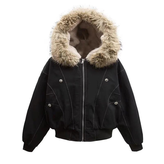 Fur Collar Sherpa-Lining Hooded Padded Jacket WN11334