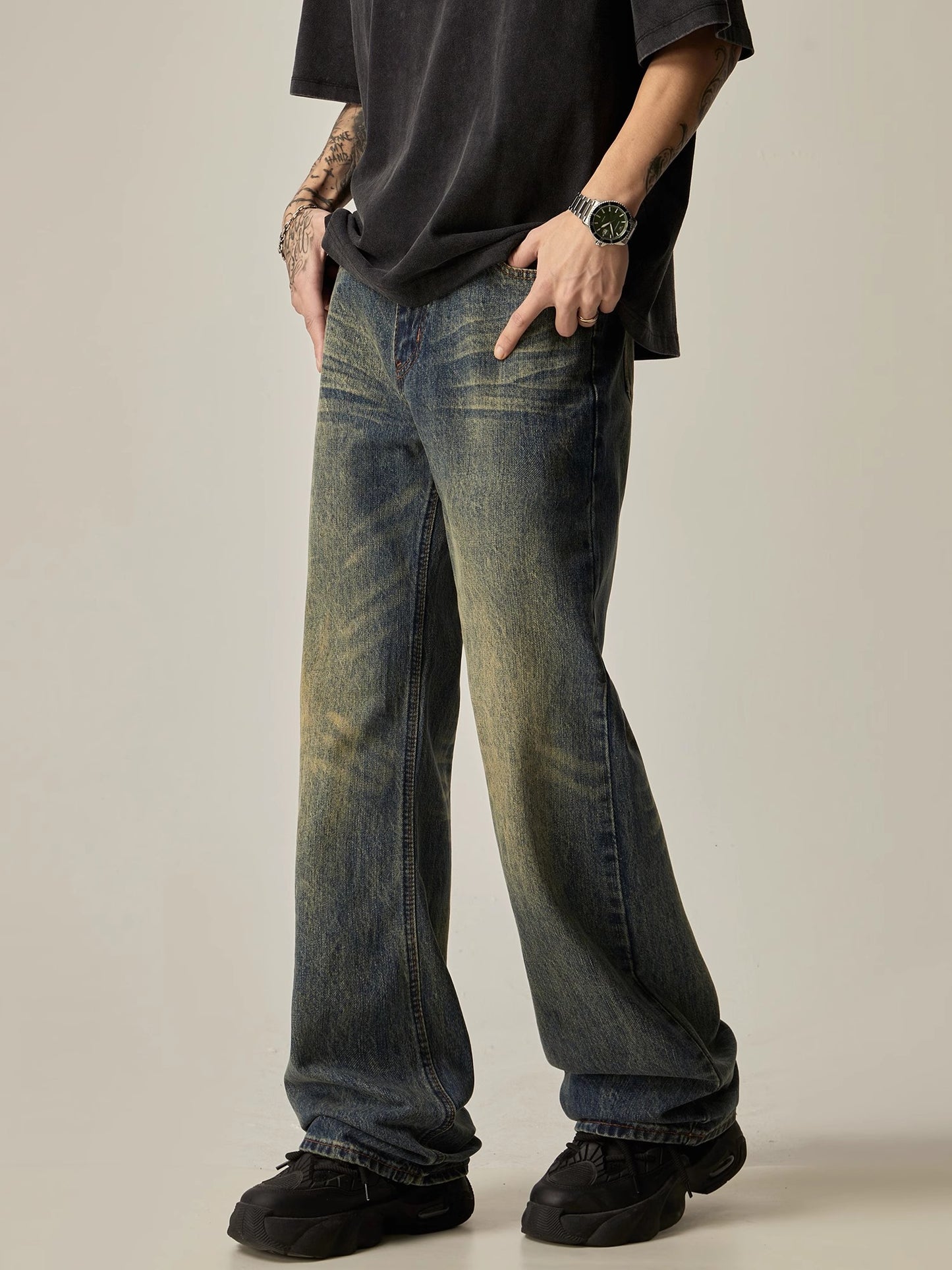 Washed Micro Flare Denim Jeans WN7751