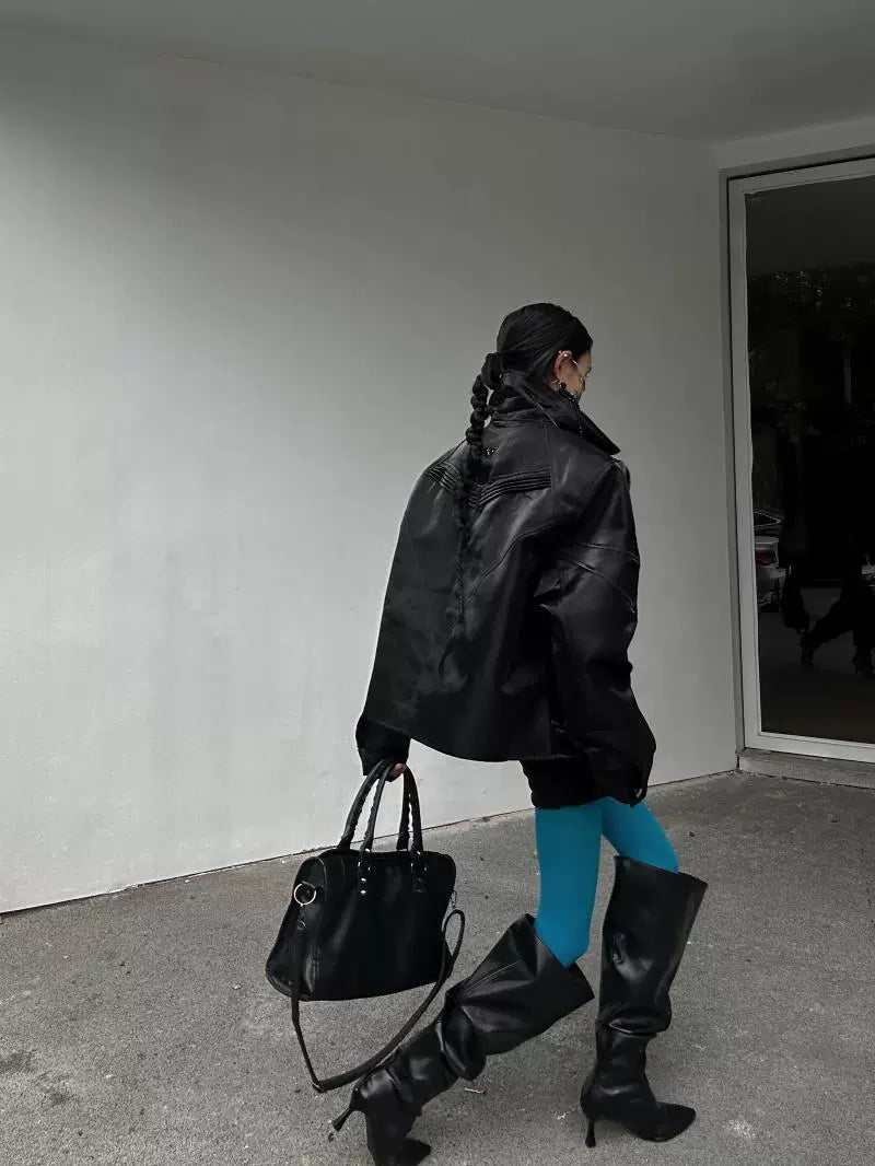 Shoulder-Pad Silky Glossy Tailored Jacket WN21938