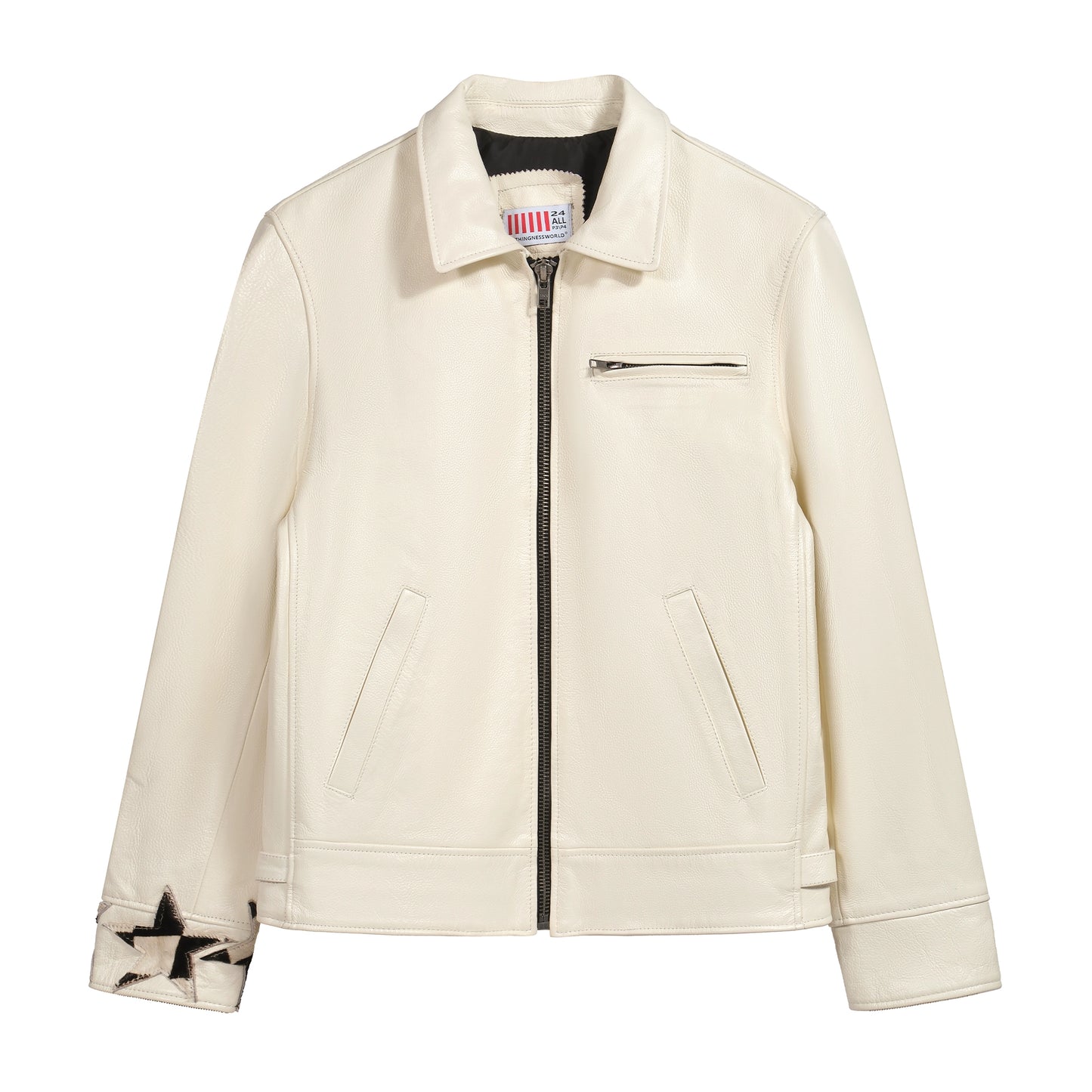 Graffiti Design Genuine Leather Jacket WN13659