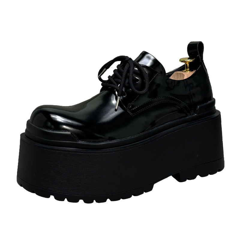 Patent Lace Up Platform Thick Sole Shoes WN24575