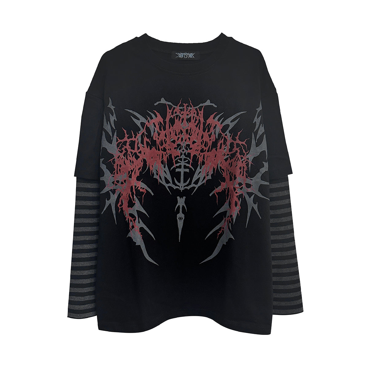 Graphic Print Fake Layered Long Sleeve T-Shirt WN15592