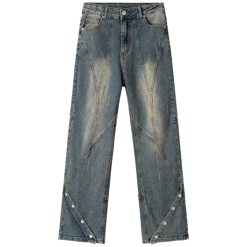 Washed Buttoned Flare Denim Jeans WN17503