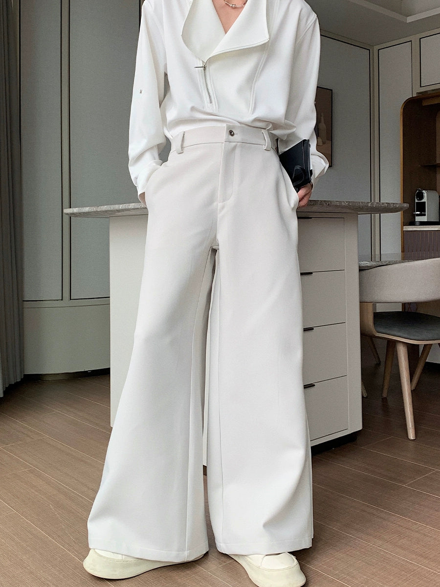 Elastic Waist Straight Wide Leg Trousers WN20400