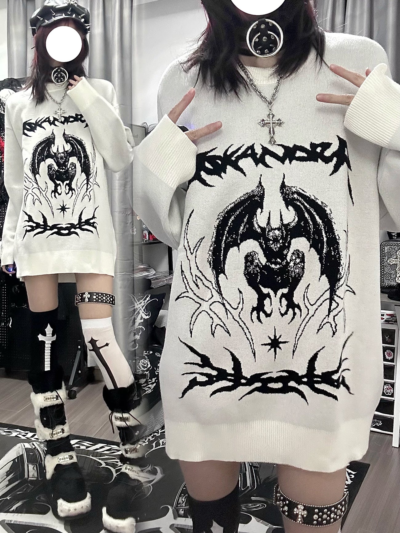 Oversize Graphic Knit Sweater WN15603