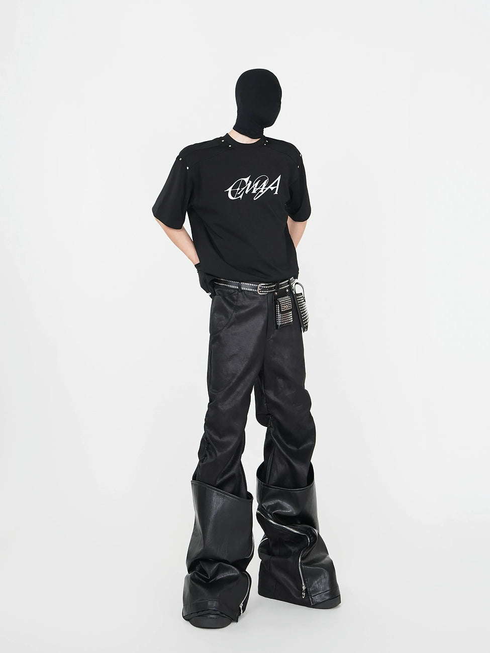 Studs Letter Embroidery Heavyweight Short Sleeve T-Shirt WN17361