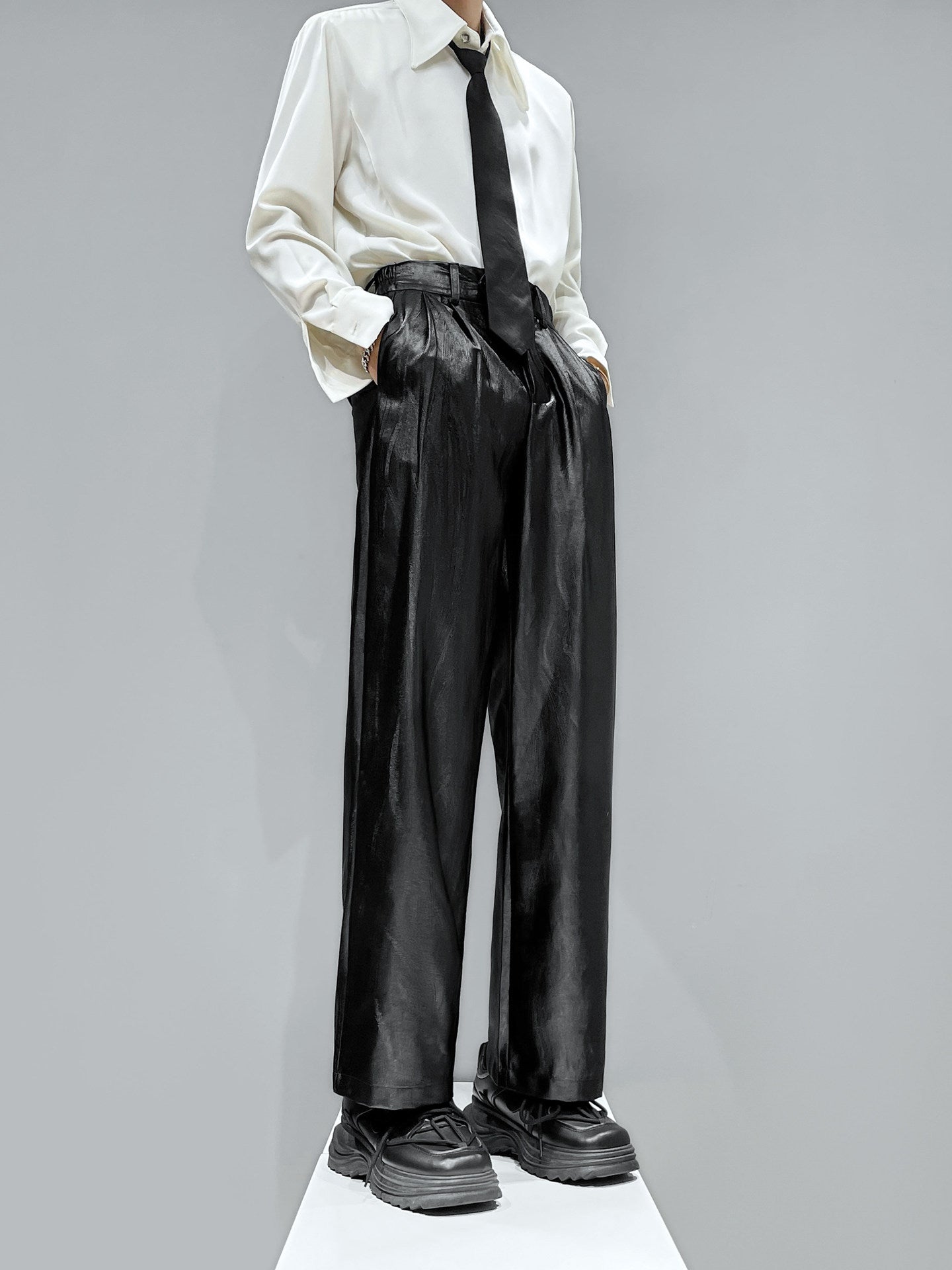 PU Leather Wide-Leg Straight Pants WN23962