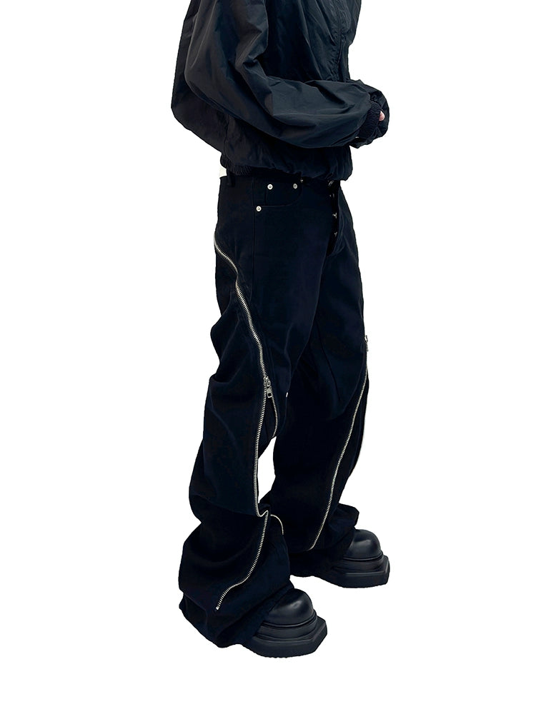 Spiral Zipper Twisted Flare Denim Jeans WN16996