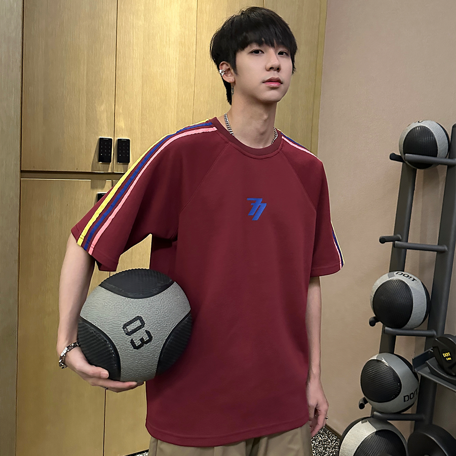 Contrast Patchwork Oversize Short Sleeve T-Shirt WN25269