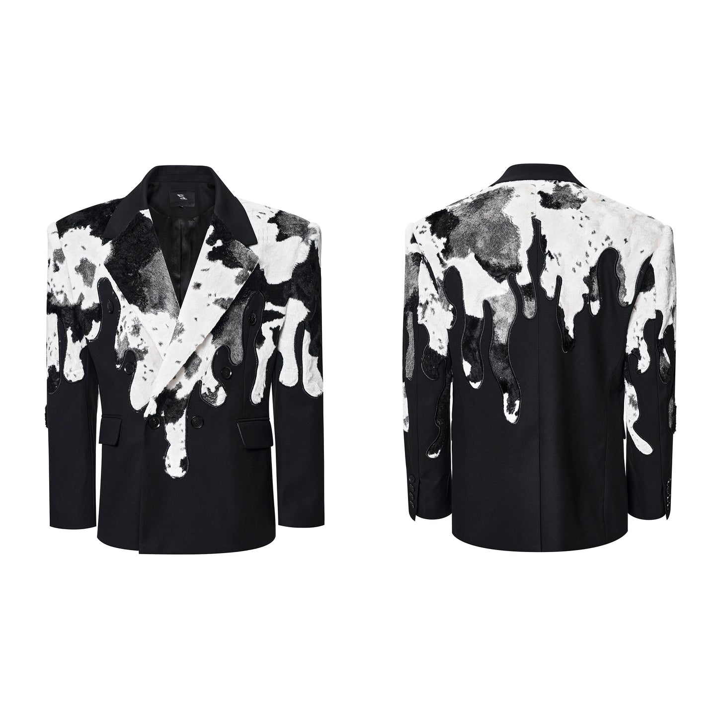 Cow Print Fake Fur Tailored Jacket WN21820