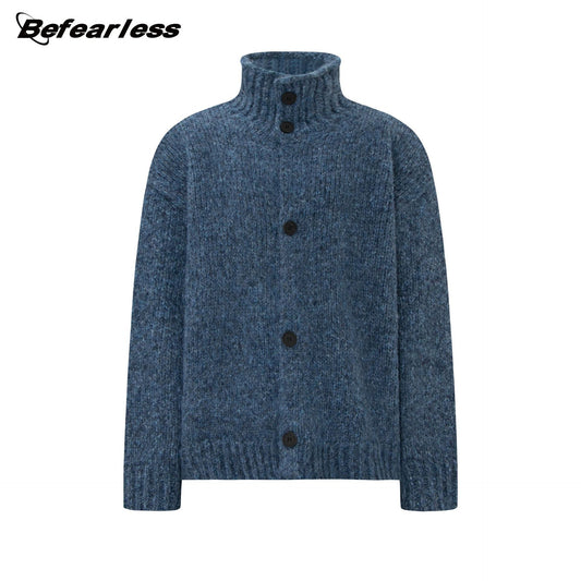 Marled High-Neck Boxy Knit Cardigan WN26367