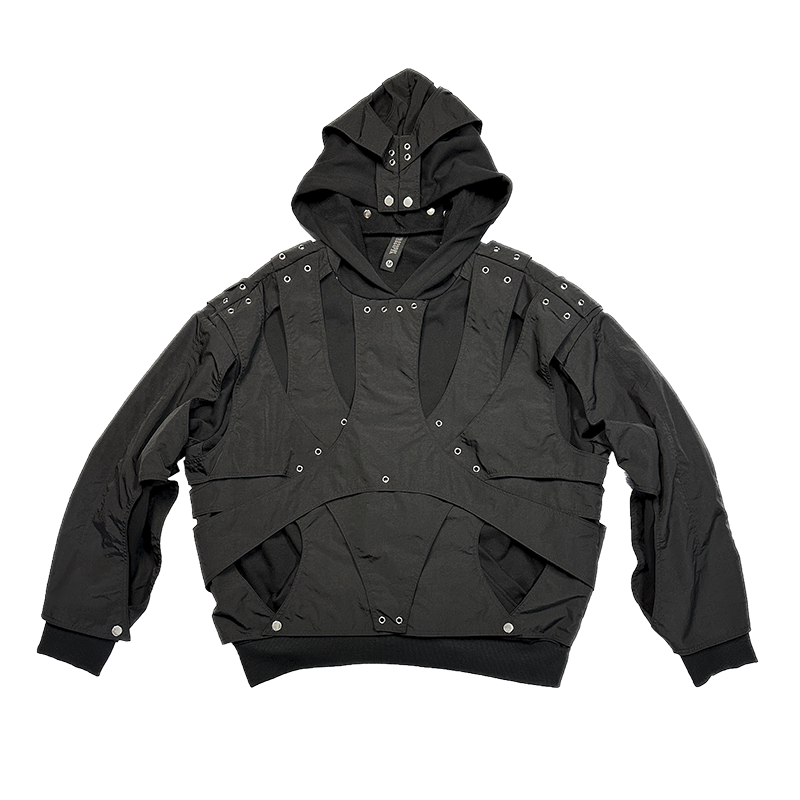 Hollow Layered Oversize Pullover Hoodie WN14001