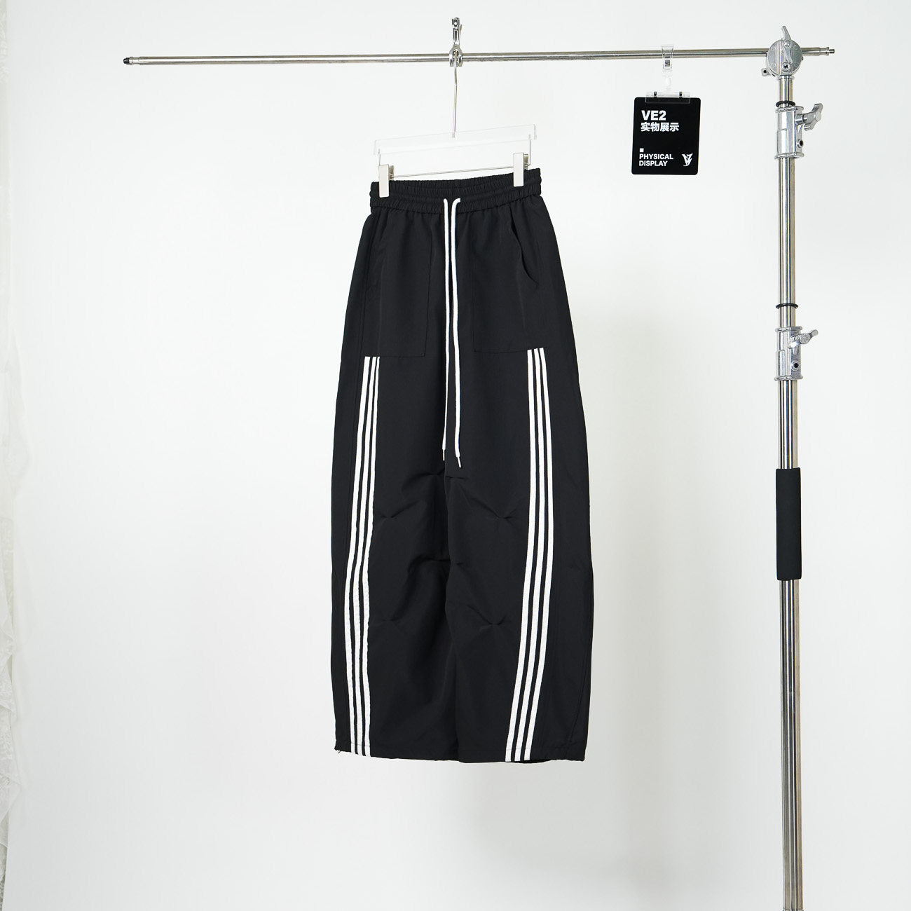 Stripe Line Drawstring Wide Leg Pants WN24136