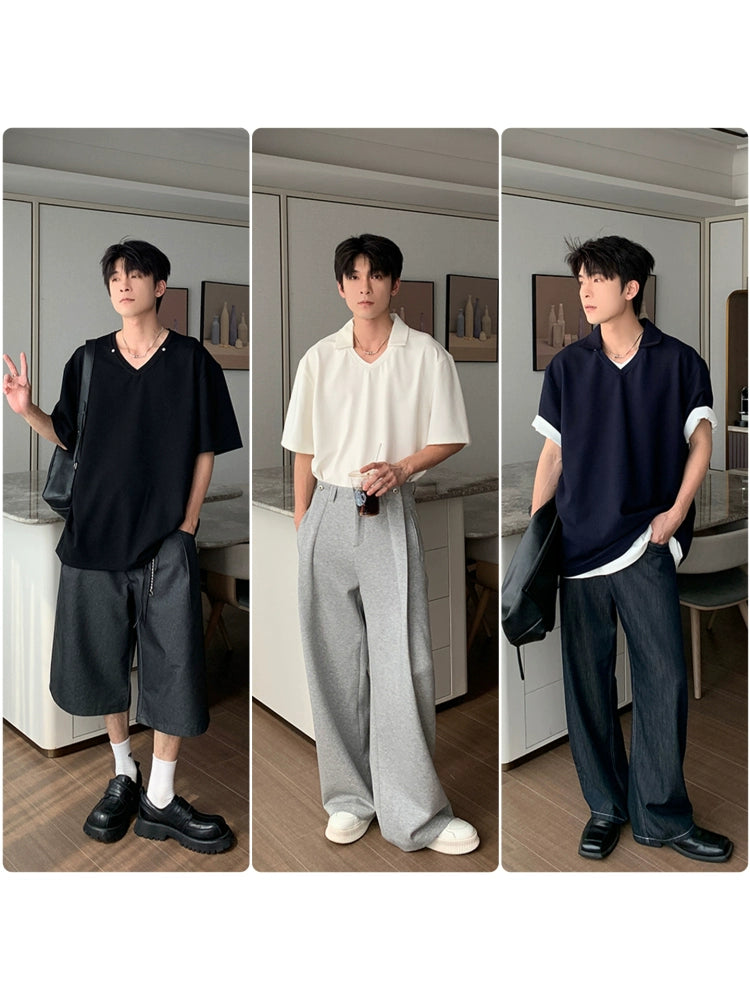 Detachable Collar Short Sleeve Polo Shirt WN20425