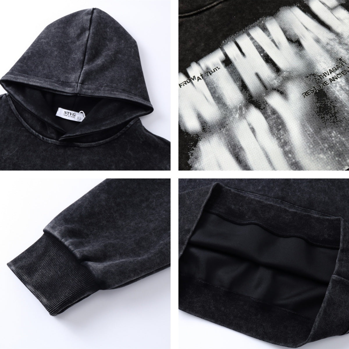 Washed Letter Print Oversize Hoodie WN11550