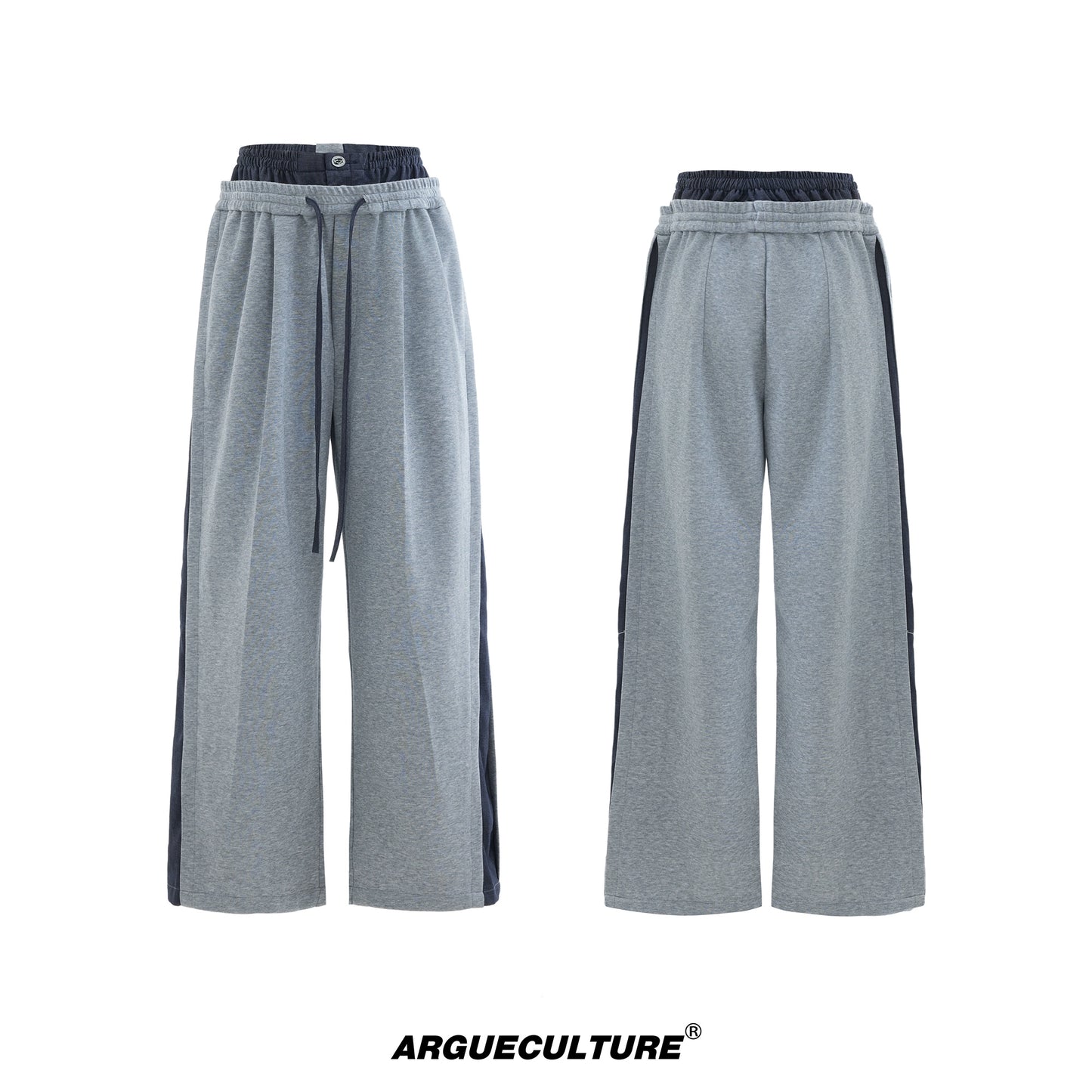 Hooded Patchwork Short Sleeve T-Shirt & Drawstring Wide Leg Sporty Pants Setup WN18394